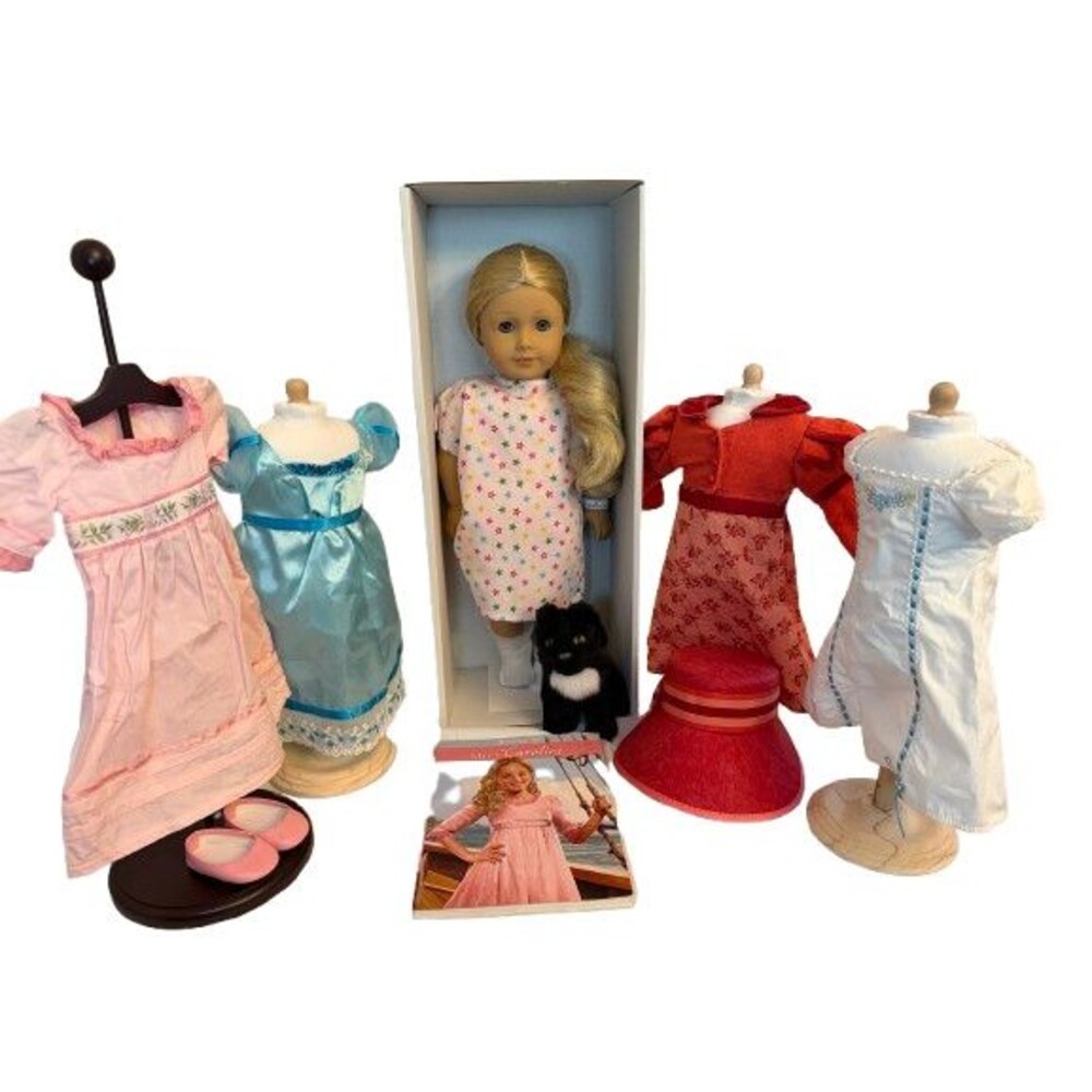 American Girl Caroline Abbott Doll 18" Historical Meet Outfit Shoes Book Lot